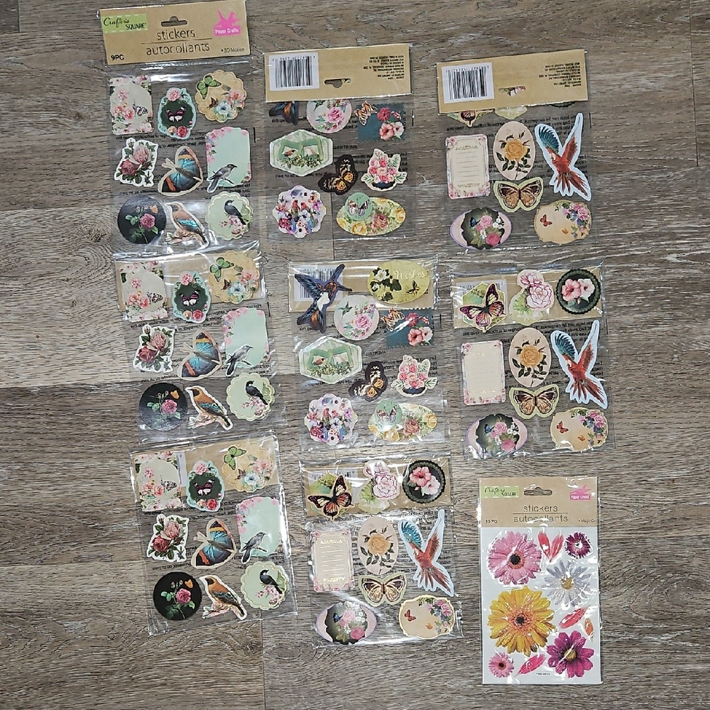9 Pack Floral and Butterfly Stickers Set Brand New